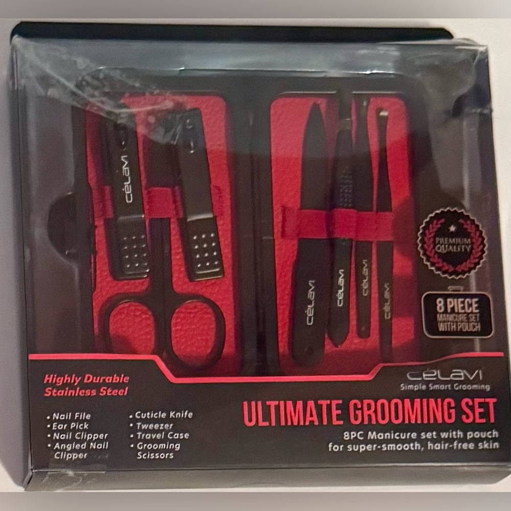 Celavi Men's Ultimate Grooming Set - Black 8 Piece with pouch